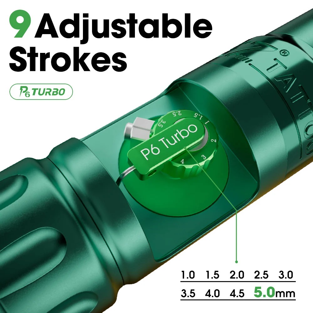 Pen Inalambrica P6 Turbo - Stroke Ajustable 1.0-5.0mm - Direct Drive - By EZ - Imagen 7