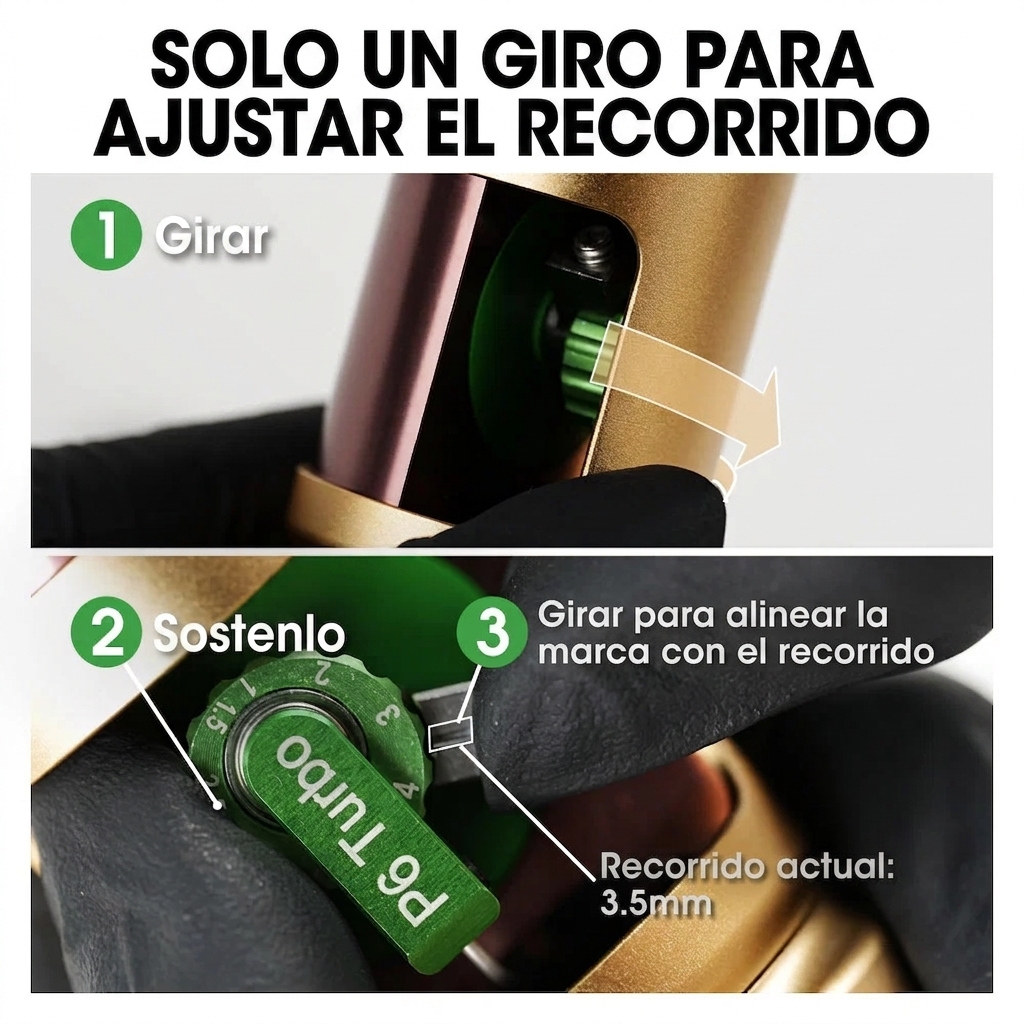 Pen Inalambrica P6 Turbo - Stroke Ajustable 1.0-5.0mm - Direct Drive - 2 BATERÍAS - By EZ - Imagen 8