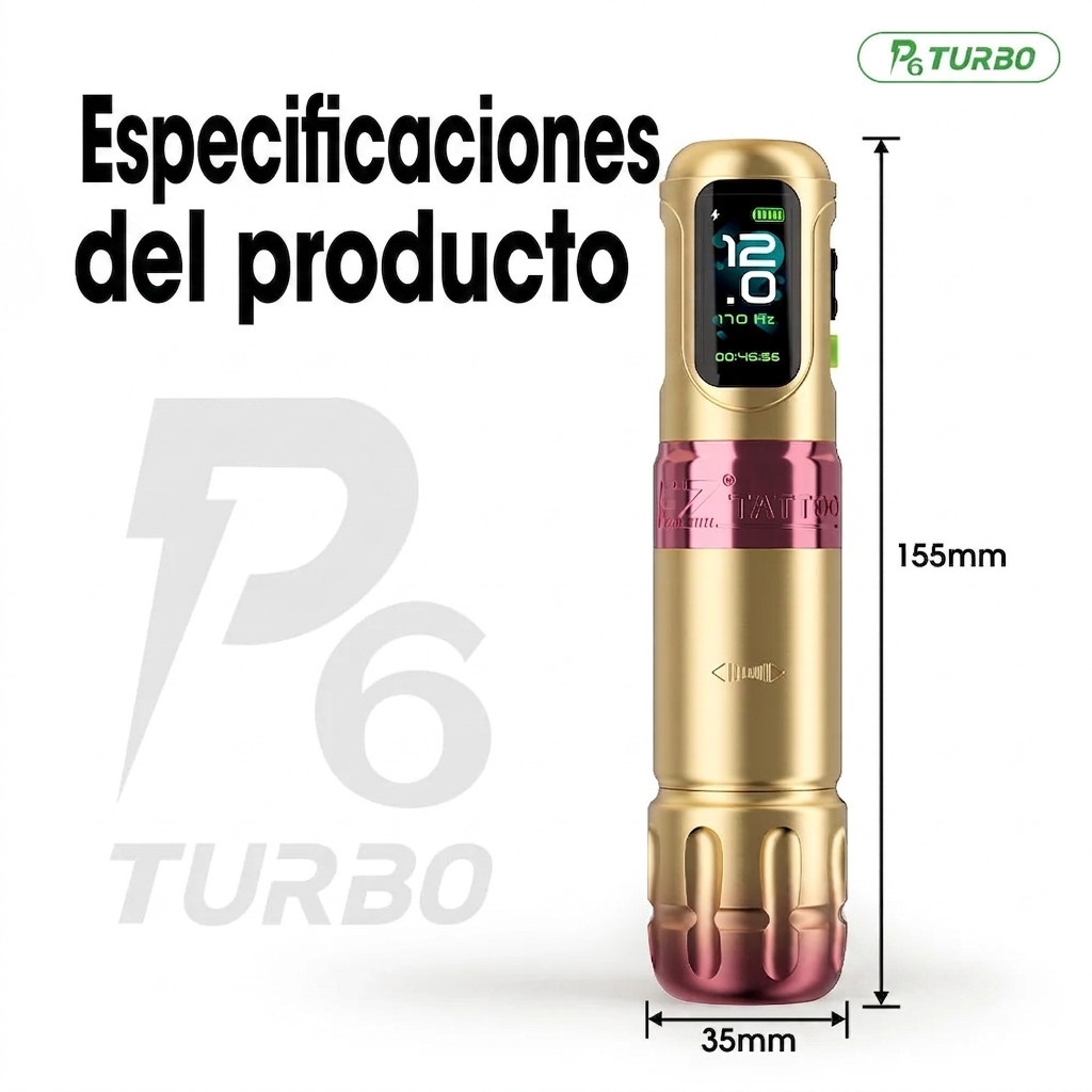 Pen Inalambrica P6 Turbo - Stroke Ajustable 1.0-5.0mm - Direct Drive - By EZ - Imagen 8