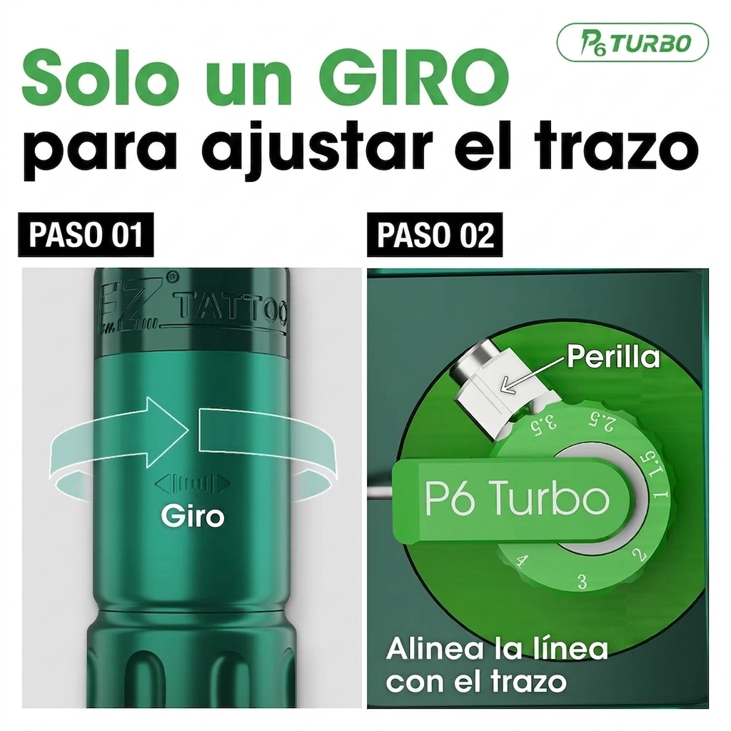 Pen Inalambrica P6 Turbo - Stroke Ajustable 1.0-5.0mm - Direct Drive - By EZ - Imagen 12